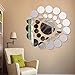 Highpot 31 Pcs Round Mirror Wall Sticker Acrylic Surface Decal Home Room DIY Art Decor (Silver)