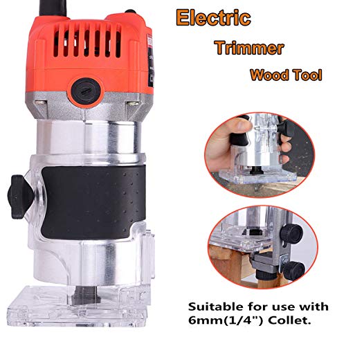 TABODD 110V 800W Router Electric Hand Trimmer Wood Router 1/4" Collets Woodworking Tool Laminate Trimmer