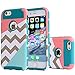 iphone 6 case,BAISRKE[2in1] Heavy Duty Hybrid Hard Case for Apple Iphone 6, 6s, 6g, 6th Generation,Powder Blue Mint Teal and Coral Pink Split Chevron Design Cover (Teal Silicone Shell)