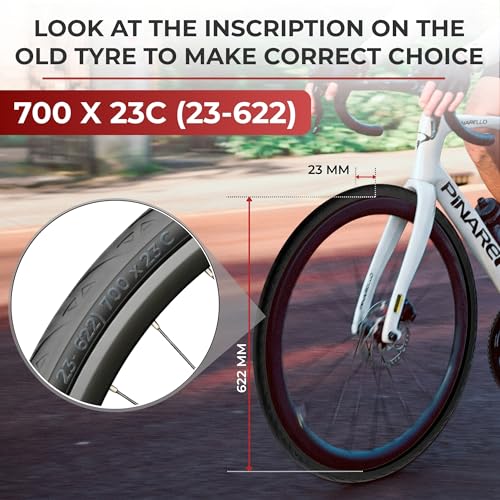 Fincci Corsa Bike Tyres 700x23 (23-622) and 2 Presta Inner Tubes 60mm - 60 TPI Folding Tyres - Weight 250g with 1mm Puncture Protection - Ideal for Road and Rollers - 28 Inches