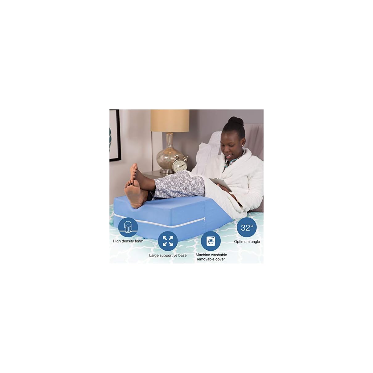 DMI Bed Wedge Ortho Pillow for Leg Elevation, Sciatica, Pregnancy, Back or Hip Pain, 24 x 20 x 6