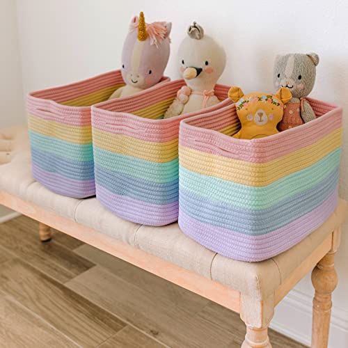 OrganiHaus Rope Rainbow Storage Baskets for Shelves Rainbow Baskets