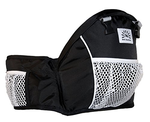 Babi Bambino Best New Style Baby Ergonomic Carrier Sling Soft Hip Seat Hood and Headphone Port Best Black - new longer waist belt - Thumbnail 4