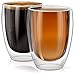 Double Wall Glass Cup - 12 oz - Set of 2, Verona Collection, Double Walled Glass Coffee Cups for Latte, Cappuccino or Tea, Premium Clear Glass mugs for coffee insulated Glass Coffee Cups. AM-07