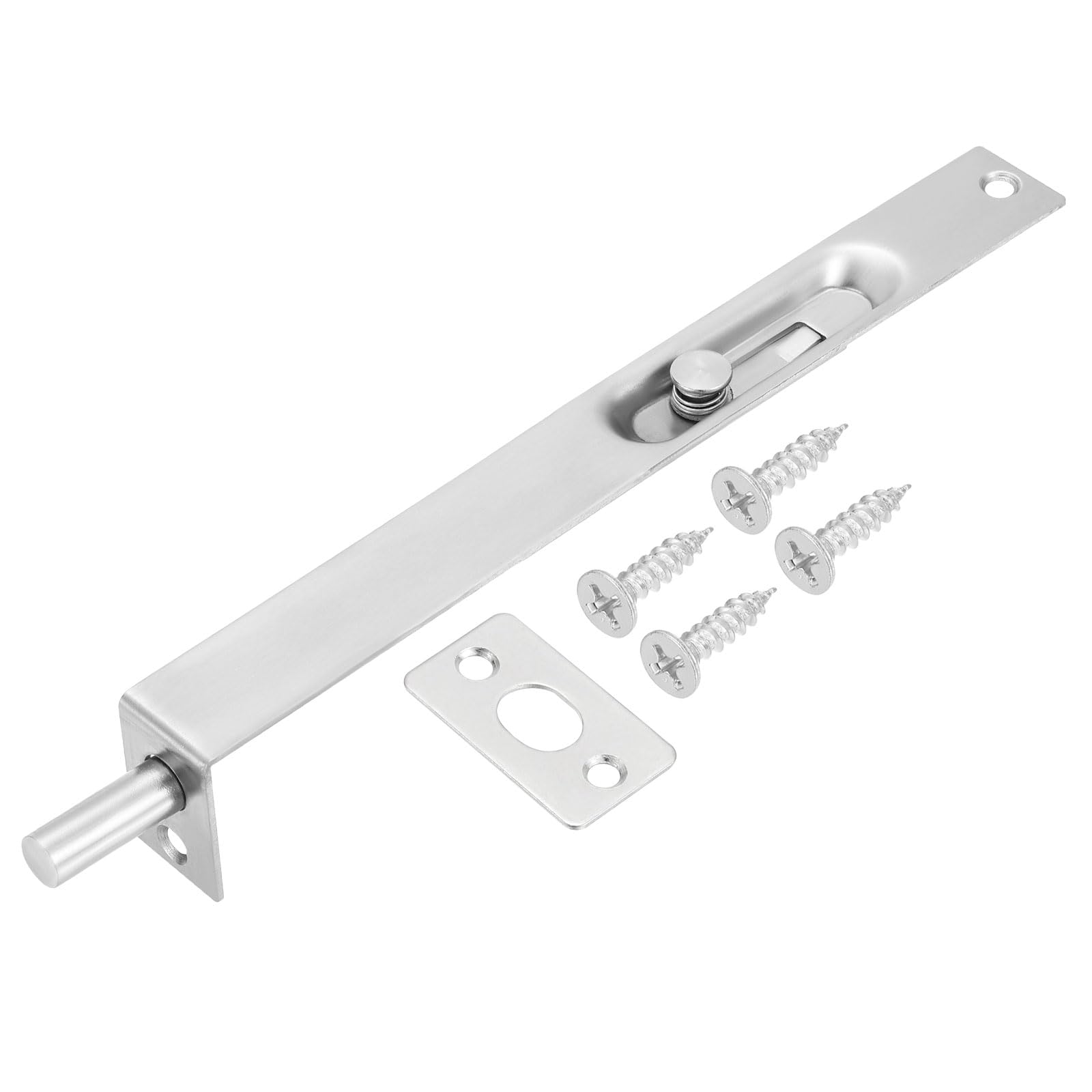 PATIKIL Flush Bolt 8" x 0.87", Stainless Steel French Door Lock Concealed Slide Double Door Latch for Wood Composite Double Door, Silver Tone