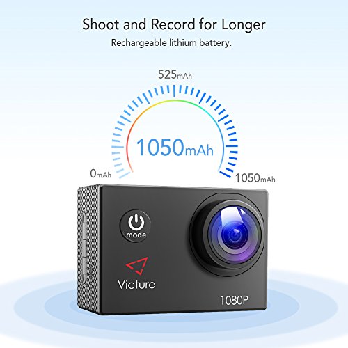 【Upgraded】Victure Action Camera 1080P Full HD 12MP 30m Underwater Waterproof Camera 170° Wide-angle Sports Cam with HDR Technology and 26 Mounting Accessories