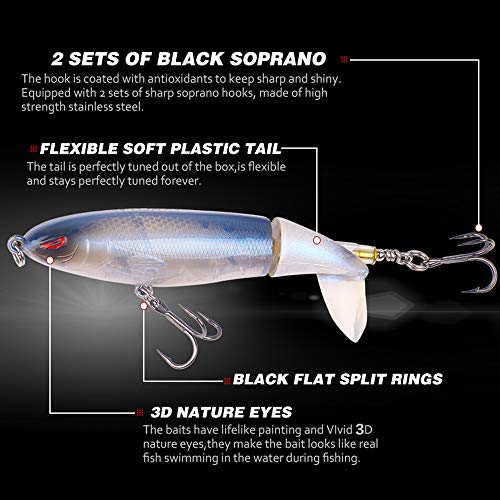 Aneew 8 x Topwater Popper Barsch Angelköder schwimmend Swimbaits Forelle Hecht Lachs Zander Künstliche Spinner Köder 360… – Bild 5