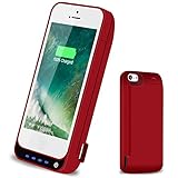 iPhone 5 5S 5C SE Battery Case,VinPone 4800mAh Rechargeable Backup Battery Charger Case for iPhone 5 5S 5C SE (Built in Extra USB Power Bank) Power Battery Pack Backup Juice Bank (Red-4800mAh)