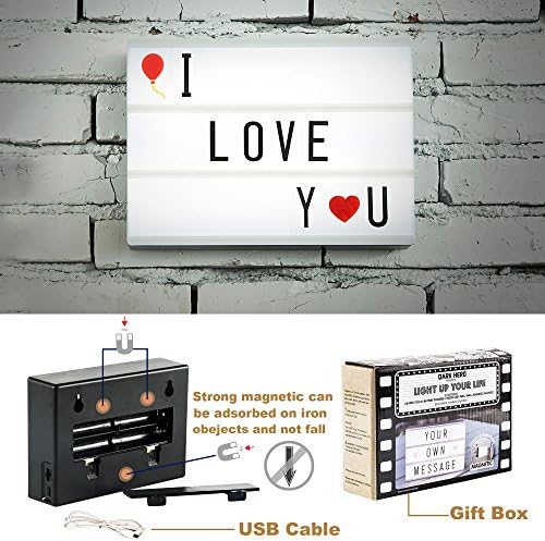 DIY Cinema Light Box A6 Mini Size with USB Cable Letters and Symbols Portable Led Light Box Home Decor (Black and White-A6)