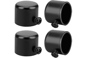 AHANDMAKER 4 Pcs Window Curtain Rod End Caps, Iron Curtain Rod Finials with Screw, ID 19mm Curtains Pole End Plug Caps for 0.748 Inch Diameter Roman Curtains Rods, Black