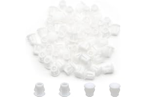 Suiwotin 30PCS 5mm/3/16 White Hole Plugs Plastic Flush Type Hole Plugs Snap in Locking Hole Tube, Furniture Fencing Post Pipe Insert End Caps (White)