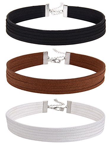 Mudder Velvet Choker Multilayer Necklace Gothic Tattoo Choker for Women Ladies Girls, 3 Colors, 3 Pieces