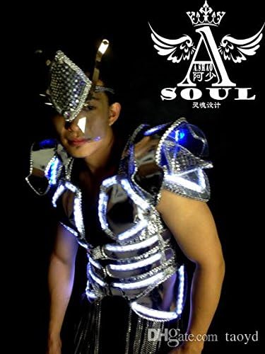 Amazon Co Jp 1 ファッション ショーのピース Led 発光ボールルームマスク Led Dj ナイトクラブパーティダンスと衣裳着ダンスステージショースーツバーの小道具を身に着け ホーム キッチン