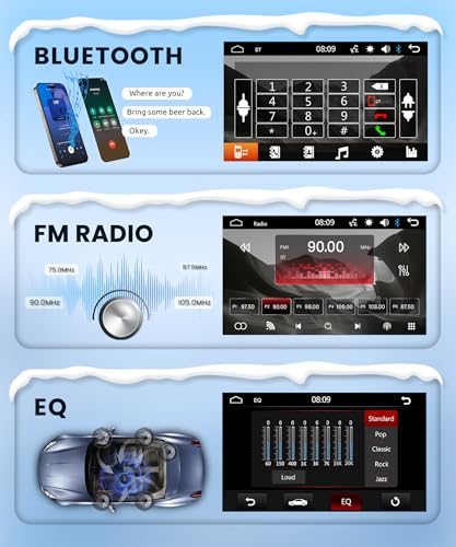 Wireless Carplay Car Radio 1 Din with You-Tube Android Auto, 9 Inch Touch Screen Car Radio with Mirror Link Bluetooth FM/Am/RDS Radio USB/EQ/AUX Steering Wheel Control Rear Camera