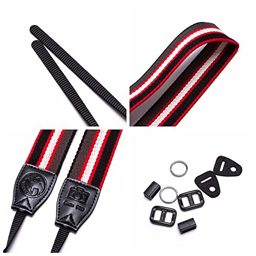 Camera Shoulder Neck Strap Belt For DSLR SLR Digital Camera (Black & White & Red )