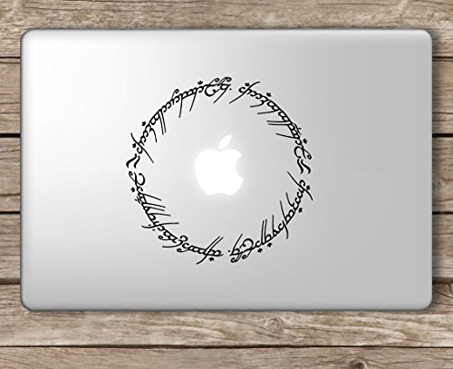 Elvish Script Lord of the Rings - Apple Macbook Laptop Vinyl Sticker Decal, Die cut vinyl decal for windows, cars, trucks, tool boxes, laptops, MacBook - virtually any hard, smooth surface