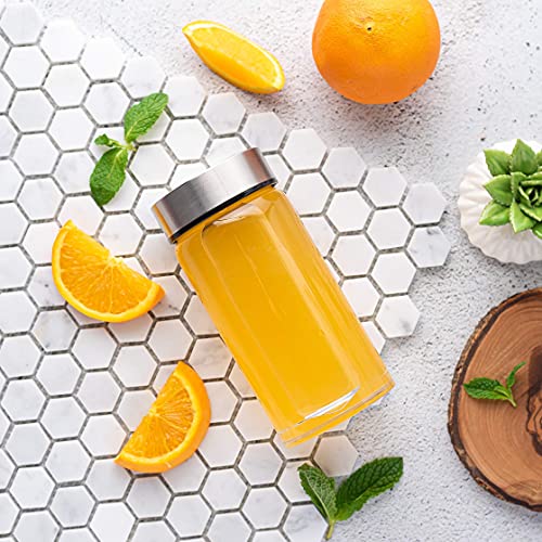 Juice Bottles 4 Pack Wide Mouth Glass Bottles with Lids for Juicing