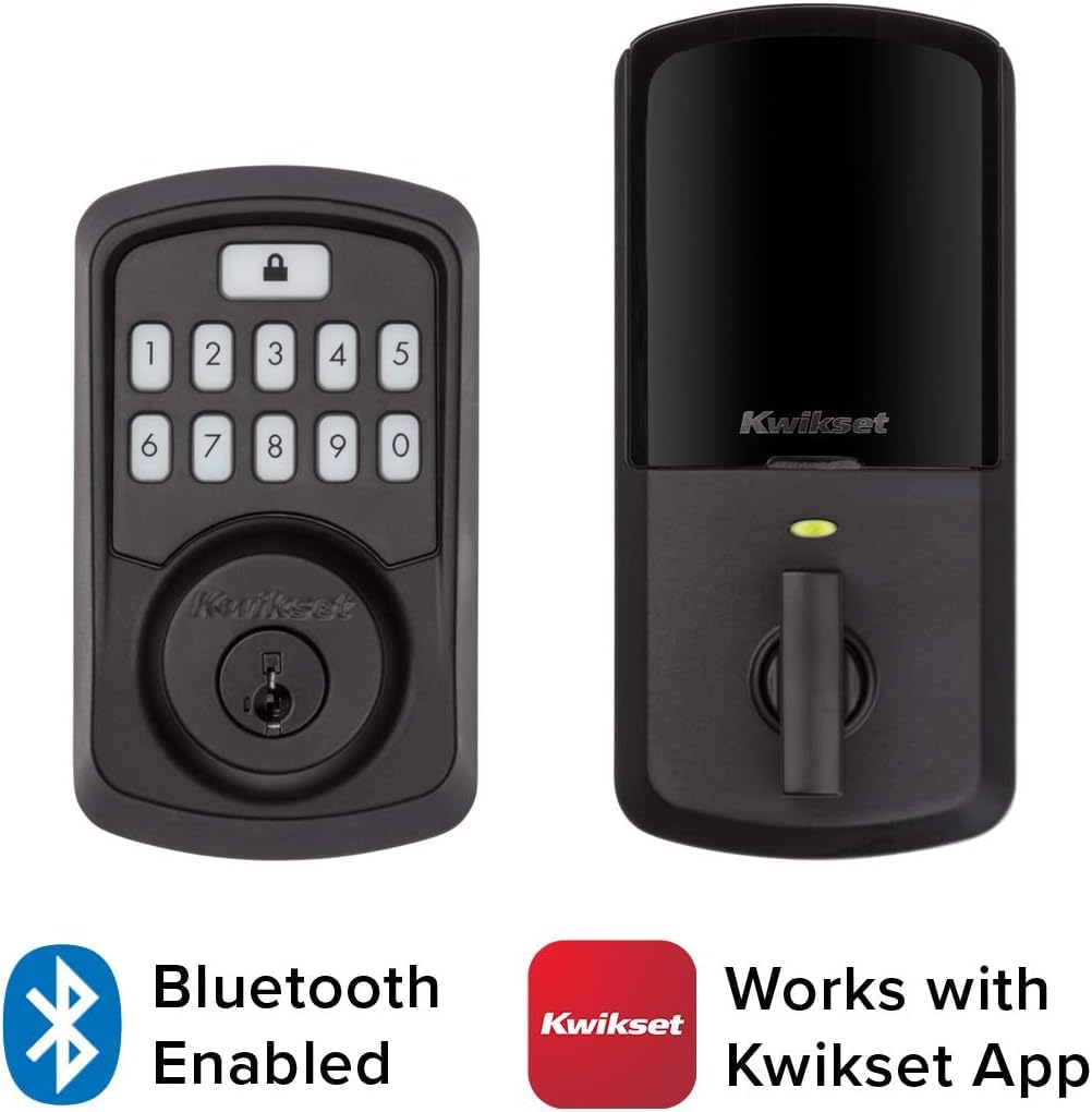 Kwikset 99420-003 Aura Bluetooth Programmable Keypad Door Lock Deadbolt Featuring SmartKey Security, Iron Black - View 3