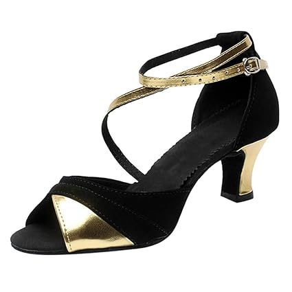 Foana Women S Chunky Med Heel Knot Comfortable Dance Shoes Peep