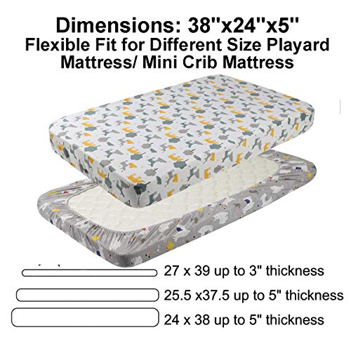 Pack n Play Playard Fitted Sheets 2 Pack Set 100 Jersey Knit Cotton