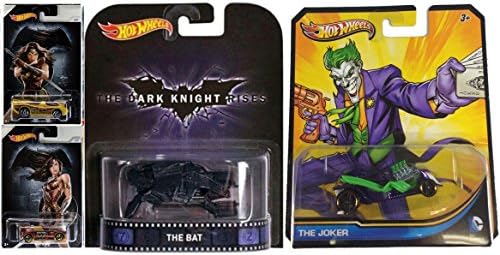 Batman Wonder Woman VS The Joker - Hot Wheels Exclusive + The Bat Dark Knight Retro 2016 + The Joker DC Universe Character Car Wonder Woman Power Pistons - Tantrum DC Comics Super Heroes &amp; Villains