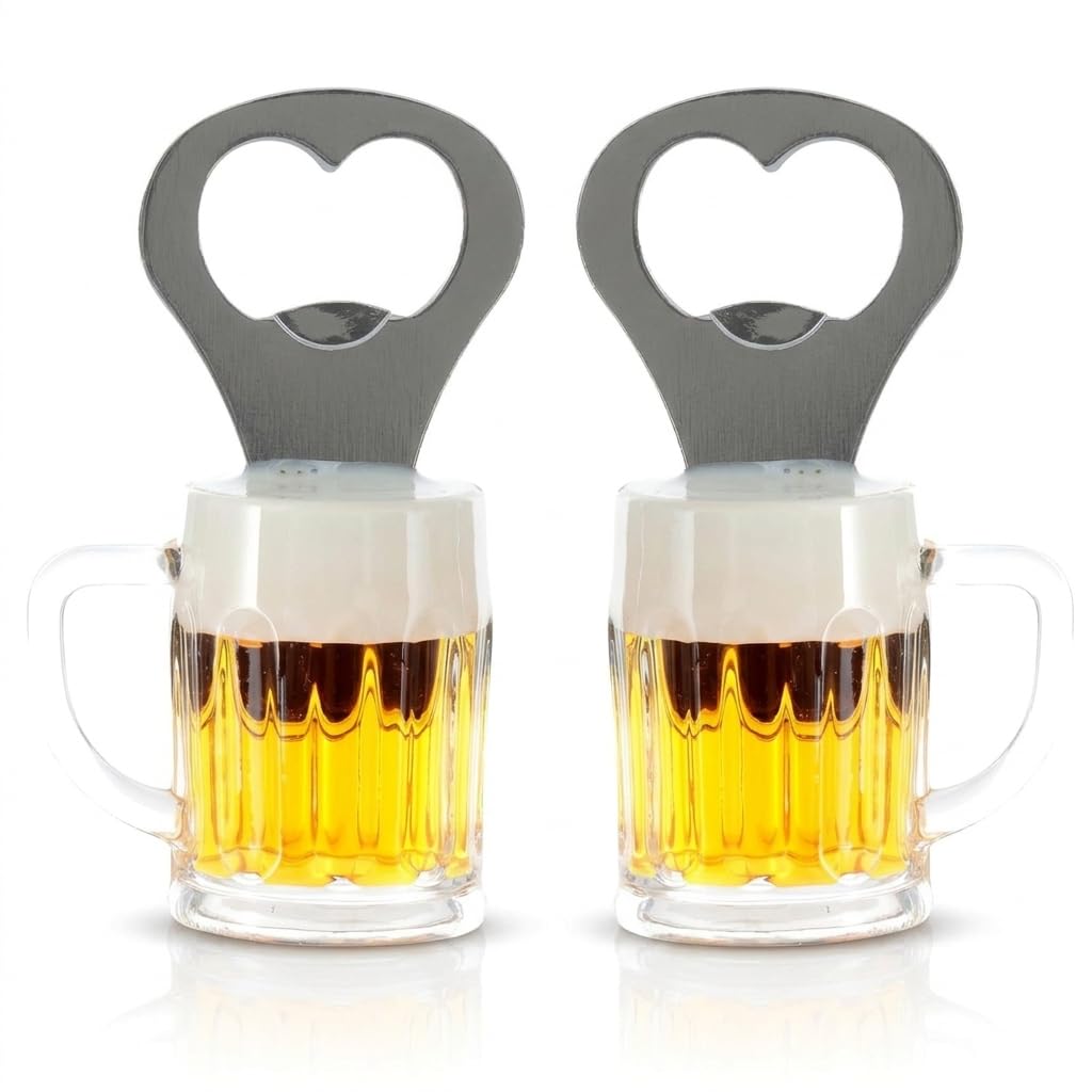 GERLINOVA Beer Bottle Opener Pack of 2, Beer Glass Shape with Fridge Magnet