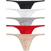 Golirsteca Men's Cotton Low Waist Bulge Pouch G-String Thongs Underwear Spaghetti Strap Thong Panties