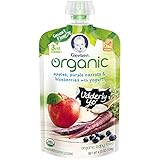 Gerber Organic 3rd Foods Apples, Purple Carrots & Blueberries with Yogurt, 4.23 Ounce Pouch  (Pack of 12)