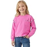 WELAKEN Girls Sweatshirt – Long Sleeve Cropped Pullover with Rainbow Trim and Pocket