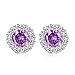 Bamoer Cubic Zirconia Platinum Plated Flower Design Round Stud Earrings
