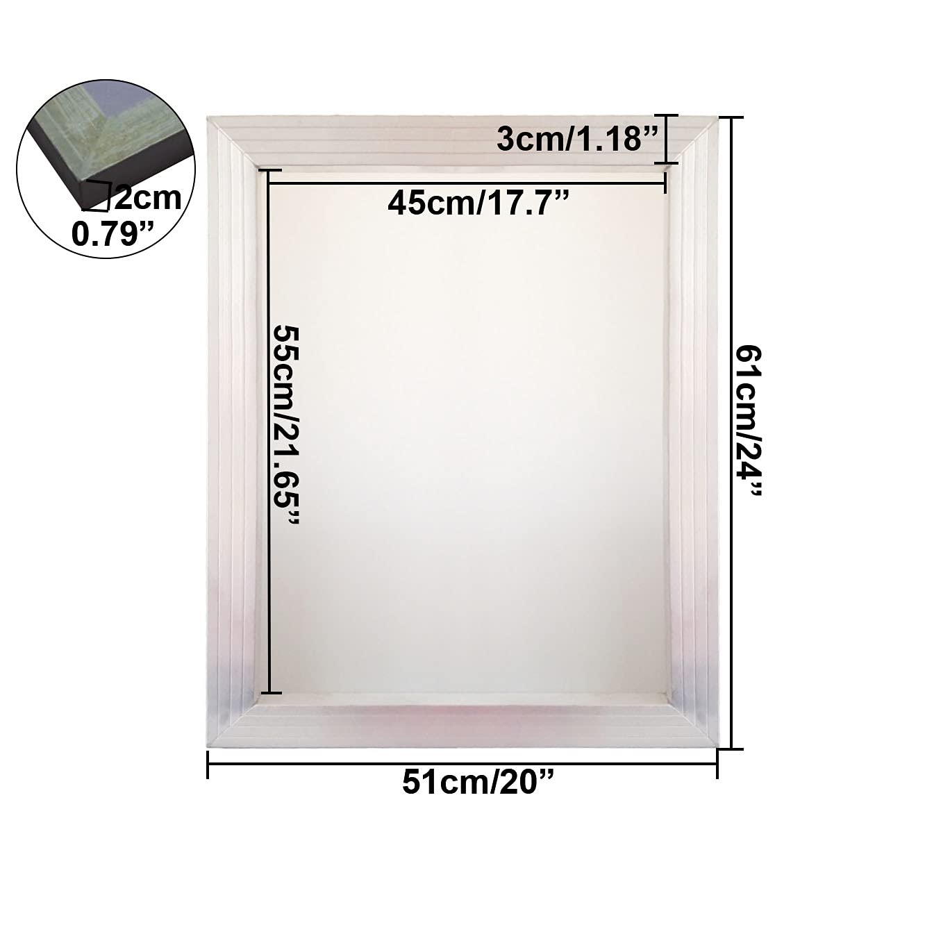 Aluminum Silk Screen Printing Screens 20 x 24 Inch Frame-110 White Mesh (2 PCS)