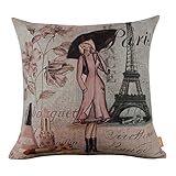 LINKWELL Paris Lady Eiffel Tower Perfume Cushion Cover Pillow Case