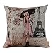 LINKWELL Paris Lady Eiffel Tower Perfume Cushion Cover Pillow Case