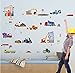 Big City Construction Wall Decals - Wall Art for Kids Rooms - Fun Trucks Cranes and Building Vehicles