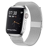 MCORS Compatible with Apple Watch Band 38mm 40mm,Stainless Steel Mesh Metal Loop with Adjustable Magnetic Closure Replacement Bands Compatible with Iwatch Series 5 4 3 2 1 Silver