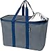 CleverMade SnapBasket Reusable Grocery Shopping Bag - Large Collapsible Thermal Insulated Tote with Zipper Top Lid, Charcoal/Navy