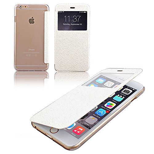 iPhone 6 Case, Nicelin(TM) Palace Flower Pattern TPU Flip Stand Case Cover for Apple iPhone 6 4.7 inch (White)