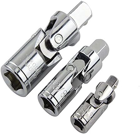 Kinsports Impact Universal Joint Set,use with Impact Wrenches and Drills in Auto and Construction Work Set Adapter Sizes,1/4, 3/8 and 1/2-Inch Drive,3-Piece