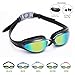 Bezzee-Pro Swimming Goggles for Adult Men and Women - UV Protected - Anti-Fog Unisex Swim Goggles (Black/Colored Mirror)