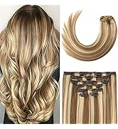 20 In Clip in Hair Extensions 70G Light Ash Blonde/Bleach Blonde 100% Remy Human Hair Clip in Ext...