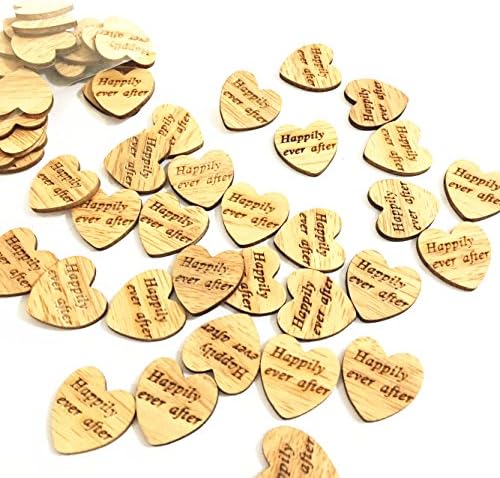 100pcs Rustic Wooden Love Heart Wedding Table Centerpieces, Happily Ever After Wood Hearts, Wood Confetti Engraved Love Hearts, Rustic Wedding Decor
