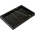 Black Marble Tray,100% Natural Marble Tray for Kitchen Counter,Bathroom,Vanity,Coffee Table,Non-Resin/Non-Ceramic (Black and Gold,Rectangle 12"x8"x1.2")