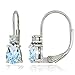 Blue Topaz Earrings for Women Teardrop Light Blue Gemstone and Round CZ Sterling Silver Leverback Earring Fashion Bridesmaids Summer Trendy