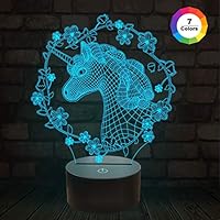 Kid 3D Night Light Unicorn Toy Gifts, Birthday Gift for Girl Unicorn Illusion Lamp Nightlight for Toddler Room Home Décor Xmas Holiday Xmas Gifts with Remote Control