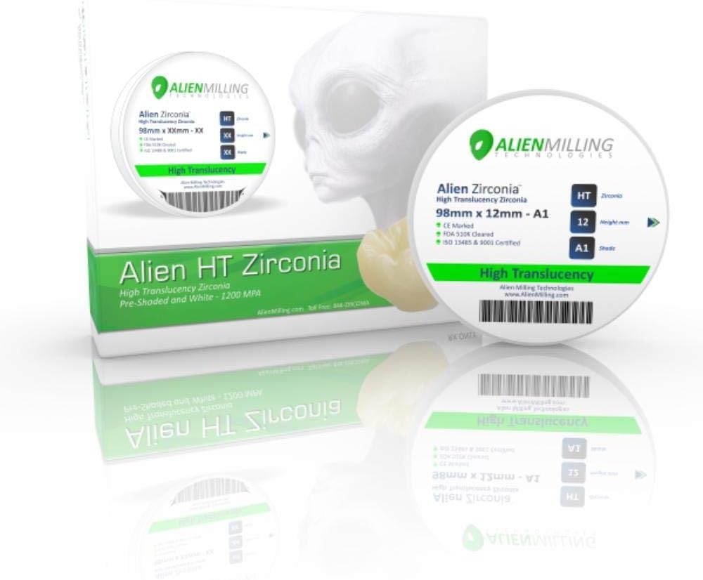 Alien 98mm High Translucency Dental Zirconia Disc Blocks Pre-Shaded