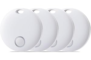 Reyke Smart Tag, Bluetooth Luggage Tracker. Works with Apple Find My (iOS Only), Item Locator for Key, Luggage, Backpack, Wallet, IP67 Waterproof, 4 Pack White