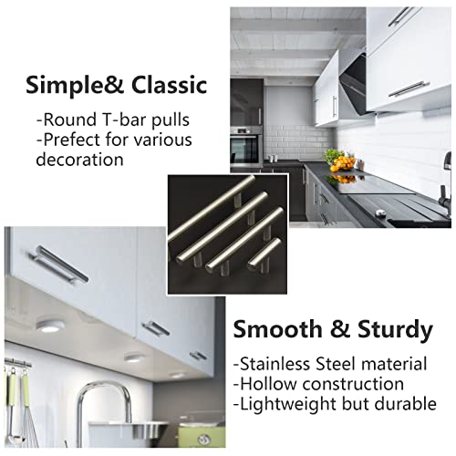 25 Pack Brushed Nickel Cabinet Pulls, 3 Inch Hole Center Drawer Pulls Stainless Steel Cabinet Handles for Cabinets Dresser Drawer