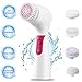Face Brush，Facial Cleansing Brush Facial Brush Spin Waterproof Gentle Exfoliation Removing Blackhead for Deep Clean Massager All Skin Types Exfoliating Brush Face Scrubber system (Face brush white1)