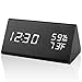 RODH Digital Wood Alarm Clock Wooden Led Light Minimalist Large Display with Humidity Temperature for Bedroom - Black