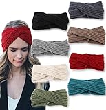 LOLIAS 8 Pack Crochet Turban Headband Winter Knitted Hairband Braided Ear Warmer Headwraps for Women Girls